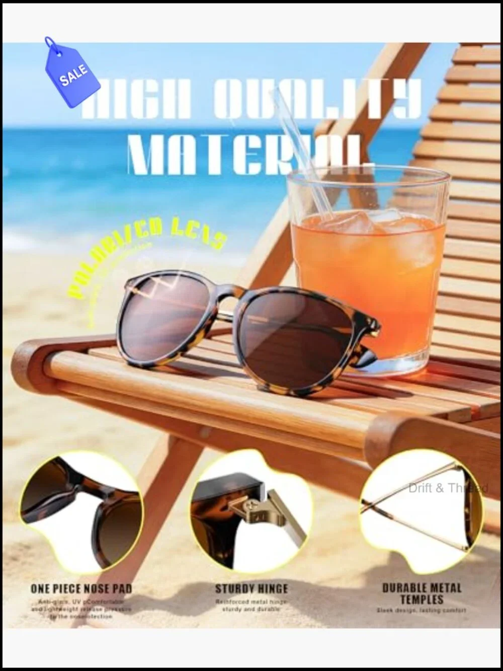Retro Round Sunglasses 3 Pack Polarized UV400 Women's Trendy Metal Frame